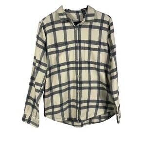 Altar'd State Women's Grey Plaid Flannel Shirt Size M Button Front 100% Cotton